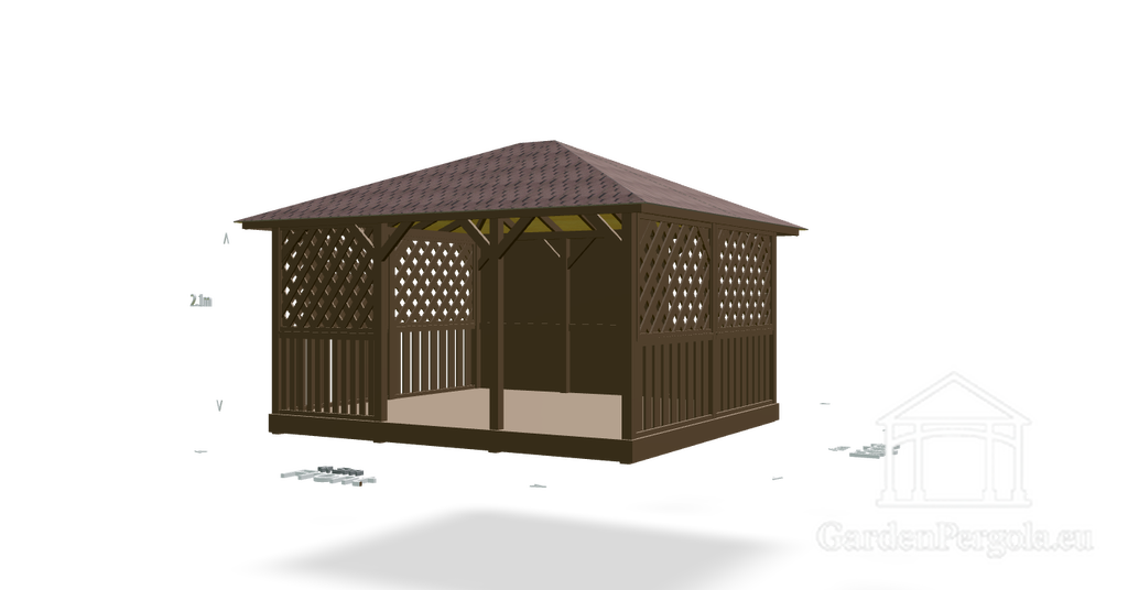 Paviljon 4x45 nelja kaldkatusega