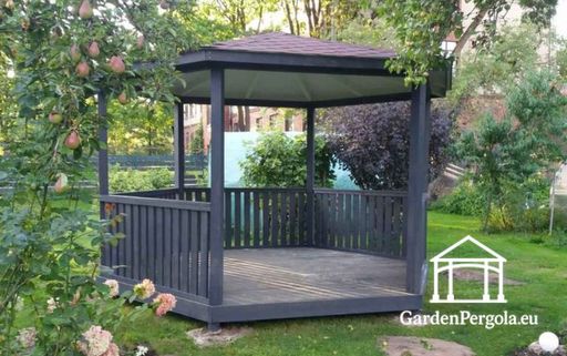 Kuuepoolne puidust aiamaja — Hubane aiamaja põranda ja kaetud katusega - garden gazebo pergola