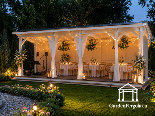 4x8 m puidust aiamaja kahepoolse katusega - garden gazebo pergola