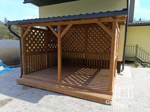 3x3,5 m looduslik puidust maja laiendus 1,3x1,3 m konditsioneeri kattega - garden gazebo pergola