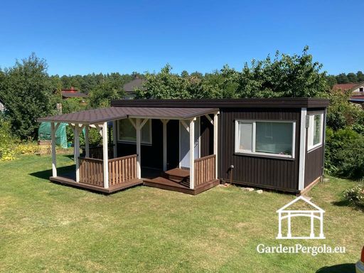 Majaga ühendatud looduslik puidust veranda katusega - garden gazebo pergola