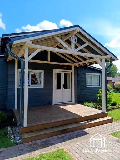 3x4 m Maja külge kinnitatud puidust veranda terrassi ja katusega - garden gazebo pergola