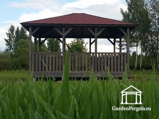 4x4,5 m Tumehall Puidust Aia Paviljon - garden gazebo pergola