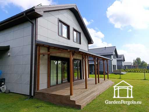 Looduslik 2,4 x 9 m puidust veranda ilma terrassita