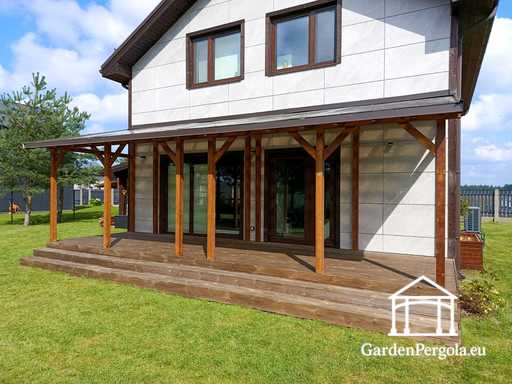 Looduslik 2,4 x 9 m puidust veranda ilma terrassita