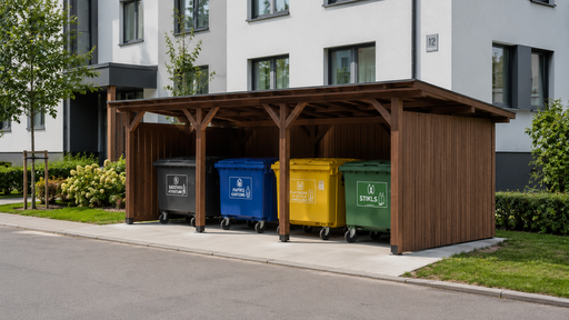 Prügikonteinerite varjualused kortermajadele – miks on 3x5 m puidust prügimaja praktiline valik