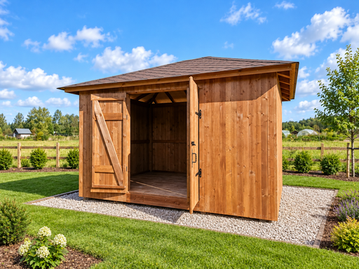 3 × 4,5 m eritellimusel valmistatud puidust aiakuur kahepoolsete ustega - garden gazebo pergola