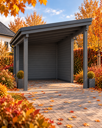 Puidust autovarjualune 4 × 4,5 m ühekaldelise katusega - garden gazebo pergola
