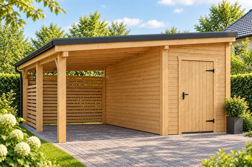 4x5 m puidust autovarjualune väikese panipaigaga - garden gazebo pergola