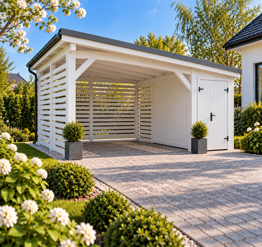 4x4,5 m puidust autovarjualune väikese panipaigaga - garden gazebo pergola