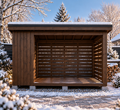 2 × 3 m puidust küttepuude kuur ühekaldelise katusega - garden gazebo pergola