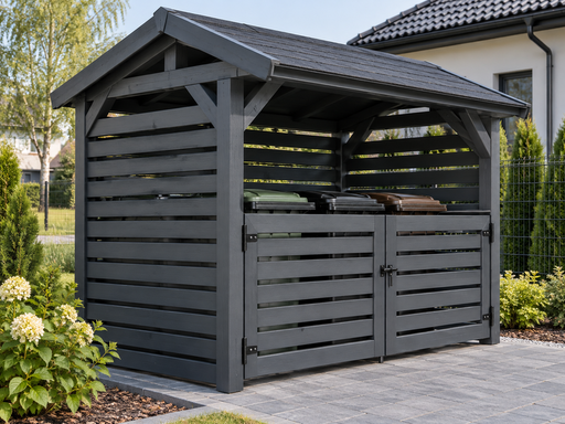 1,5 × 3 m puidust prügikastivarjualune väikeste eesväravatega - garden gazebo pergola