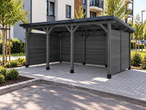 3 × 5 m puidust prügikastide varjualune kortermajadele - garden gazebo pergola