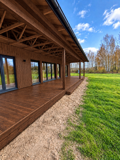 13 x 3 m looduslikust puidust terrass astmega - garden gazebo pergola