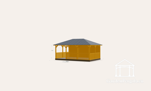 Paviljon 4x6m halli sindliga nelja kaldega katus
